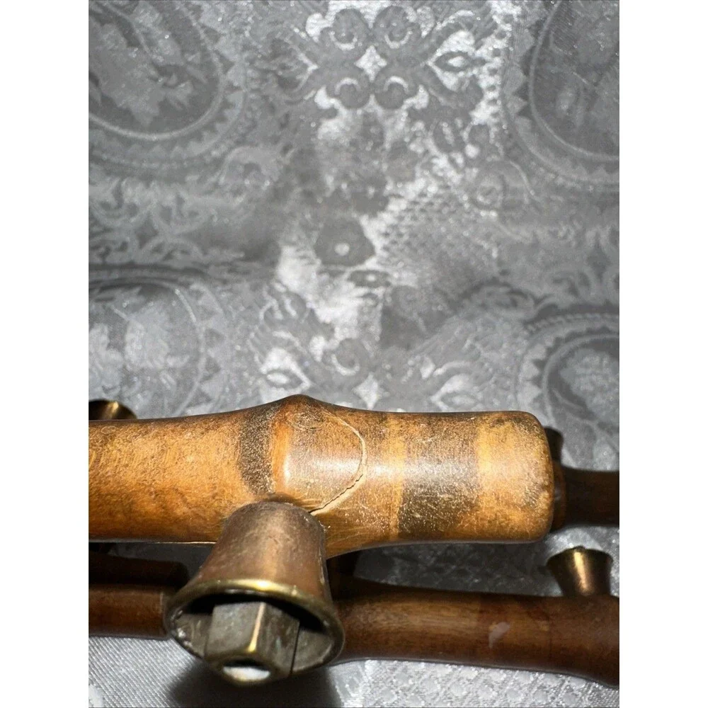 Vintage Wood Knobs Brass Hardware 8 Piece